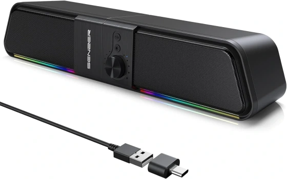 اسپیکر کامپیوتر SENZER CS20 | ساندبار گیمینگ RGB با بلوتوث 5.3 و تغذیه USB