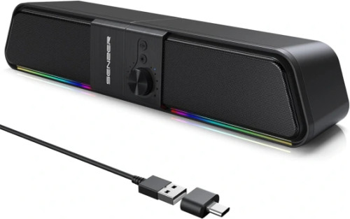 اسپیکر کامپیوتر SENZER CS20 | ساندبار گیمینگ RGB با بلوتوث 5.3 و تغذیه USB