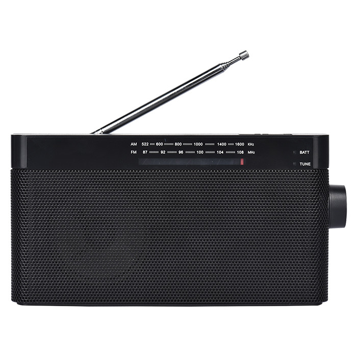 رادیو FM/AM مدل HY-FM047-BK | رادیو قابل حمل با USB، باتری شارژی و خروجی هدفون
