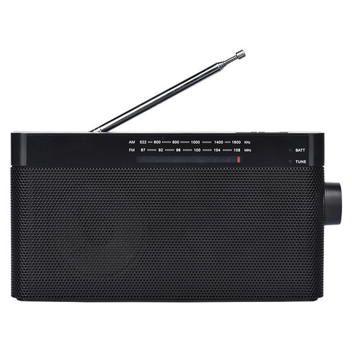 رادیو FM/AM مدل HY-FM047-BK | رادیو قابل حمل با USB، باتری شارژی و خروجی هدفون