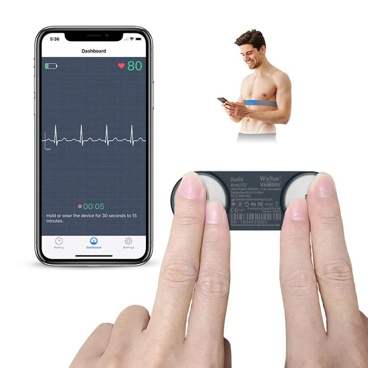 ترکر ضربان قلب Checkme DuoEK مدل ER2 | دستگاه نوار قلب قابل حمل با بلوتوث و تحلیل آریتمی