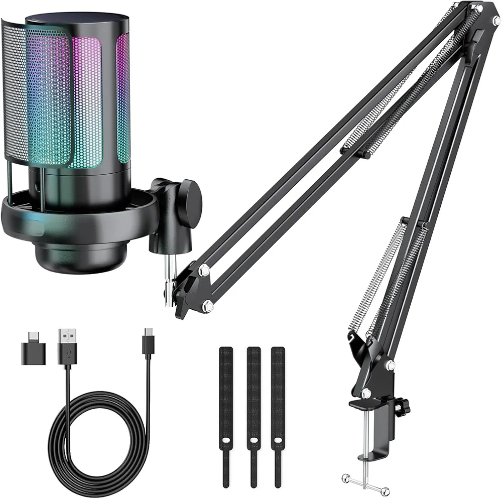 میکروفون گیمینگ USB LACITENY RGB | مناسب استریم، پادکست و تولید محتوا