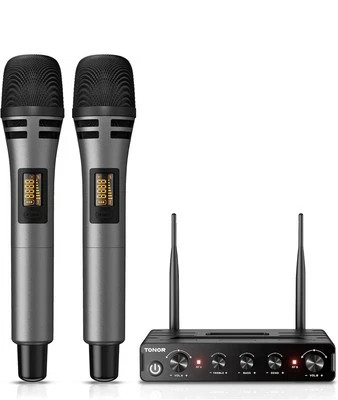 میکروفون بیسیم دو کاناله TONOR TW350 | سیستم UHF حرفهای برای اجرا، سخنرانی و کارائوکه