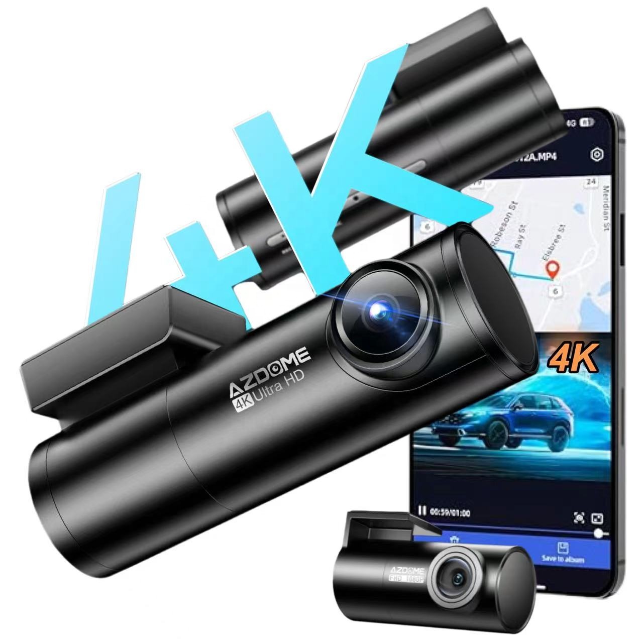 دوربین ثبت وقایع خودرو AZDOME M300S 4K 2CH | امنیت کامل رانندگی با کیفیت 4K