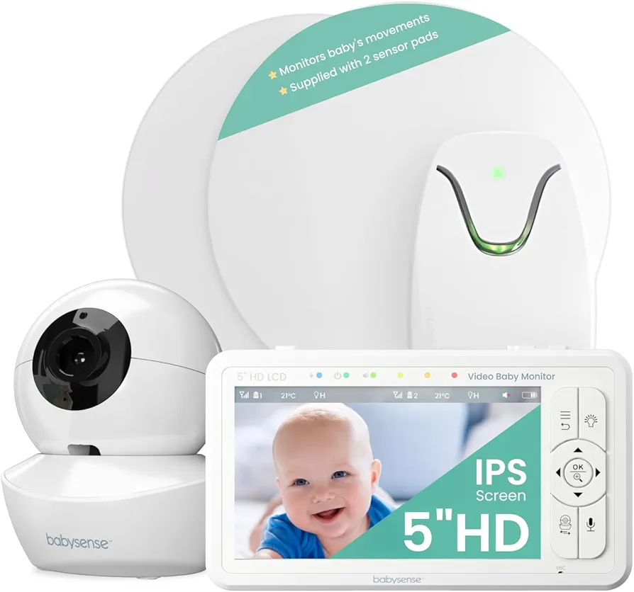 دوربین و مانیتور تنفس نوزاد Babysense True Sleep | سیستم هوشمند پایش تنفس و مانیتور تصویری 5 اینچی HD