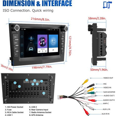 مانیتور اندروید ۱۴ اوپل کورسا ESSGOO با اپل کارپلی و GPS
