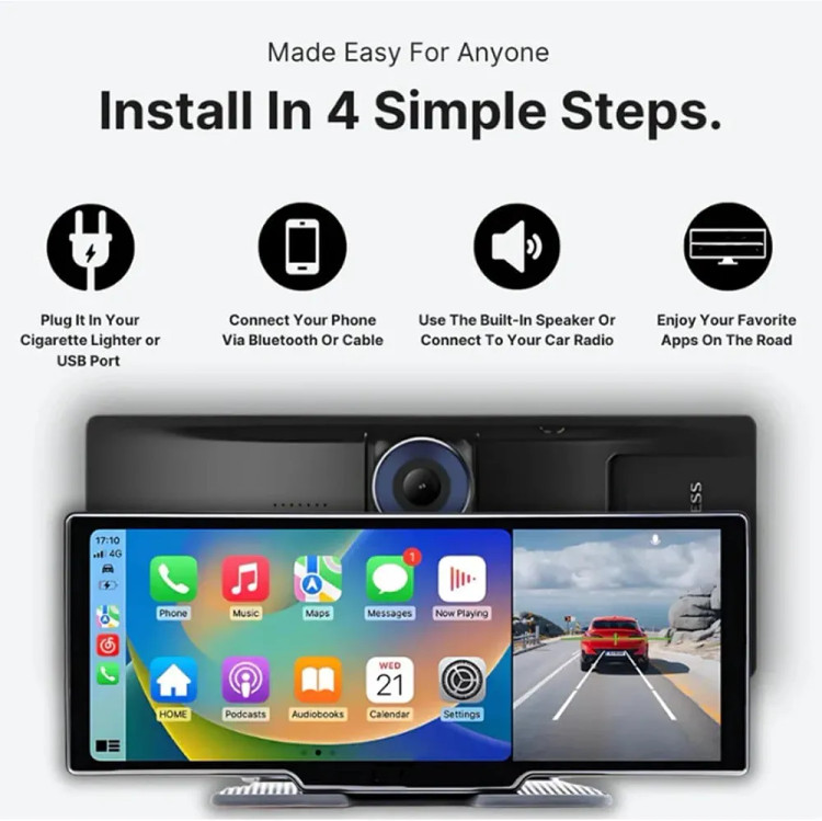 مانیتور هوشمند خودرو مدل A301 با نمایشگر ۹ اینچی، CarPlay و Android Auto بیسیم